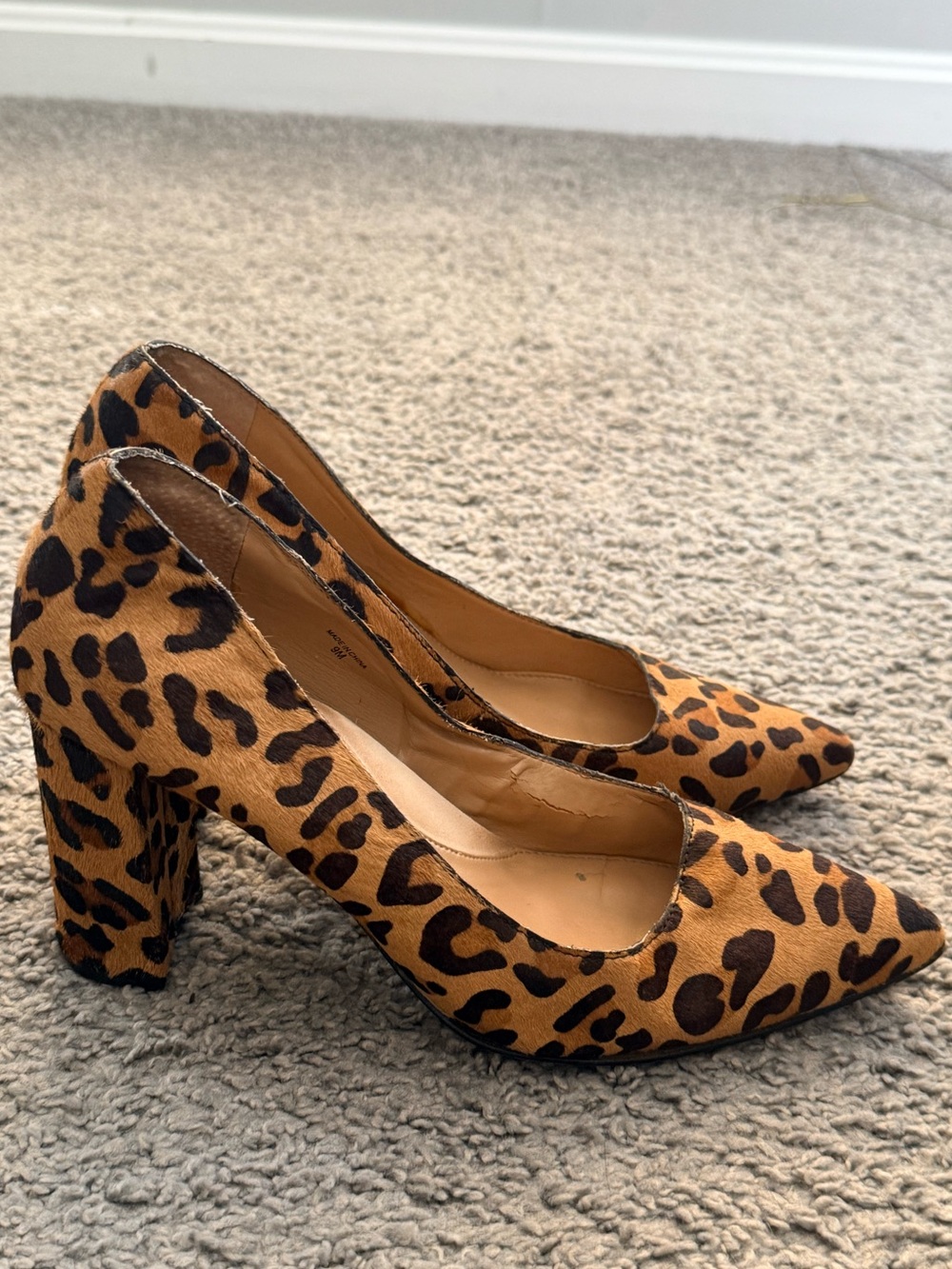 Banana Republic Leopard Print Pointed Block Heel Pumps - Tan/Black